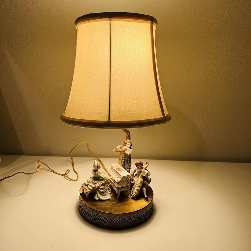 Musical performers lamp figurine Dresden Porcelain Figurines