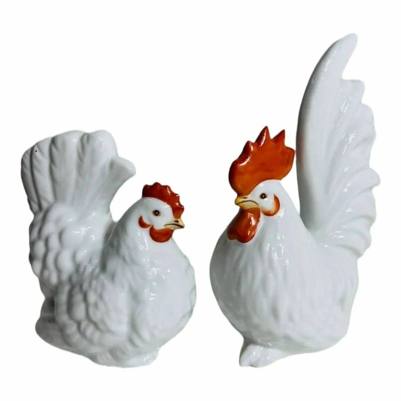 Rooster and hen pair by Karl Klette Dresden Porcelain Figurines